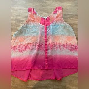 Sheer pink and blue top